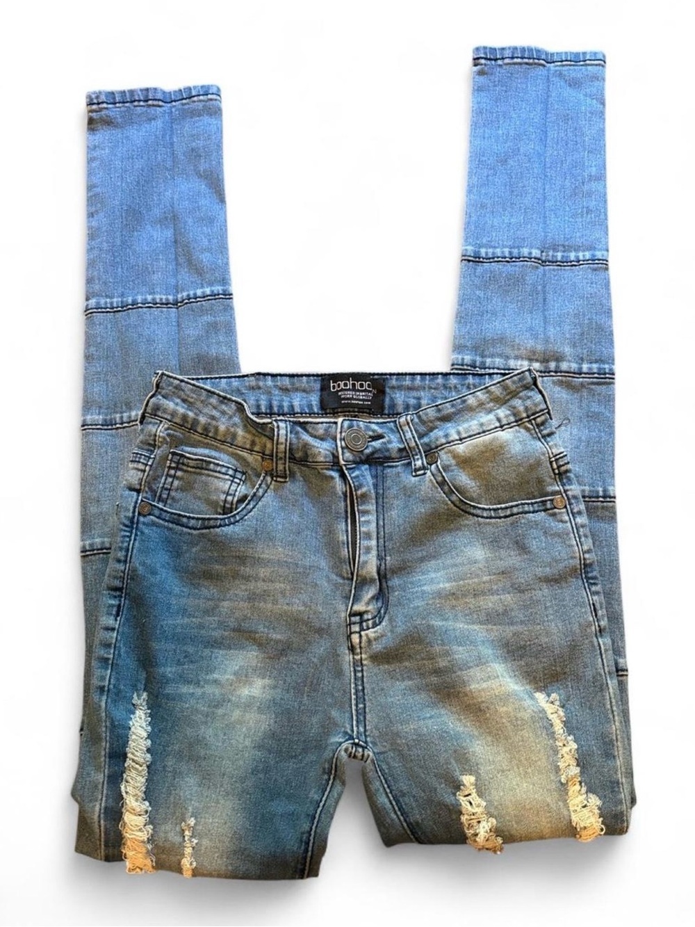 Boohoo Light Blue Skinny Distressed Jeans